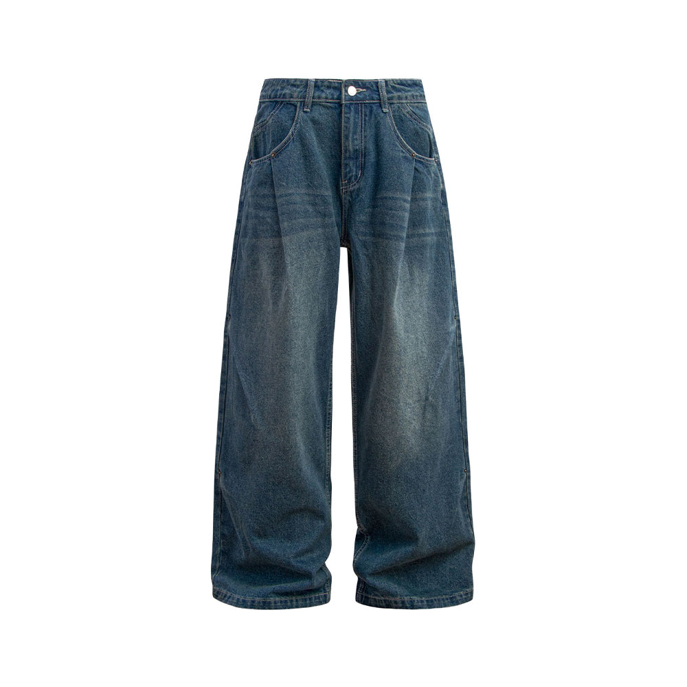 Heavy duty simple washed jeans