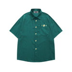 刺綉條紋短袖襯衫