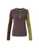 Polka Dot and Striped Long-Sleeve Top