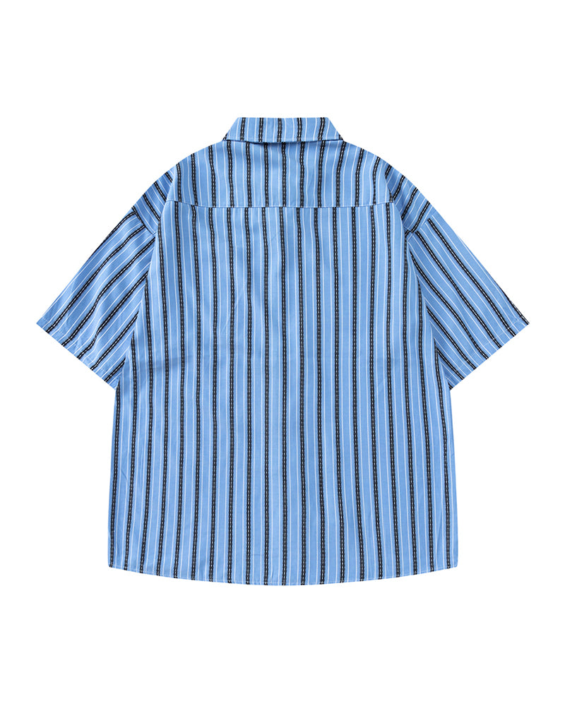 Simple striped short-sleeved shirt