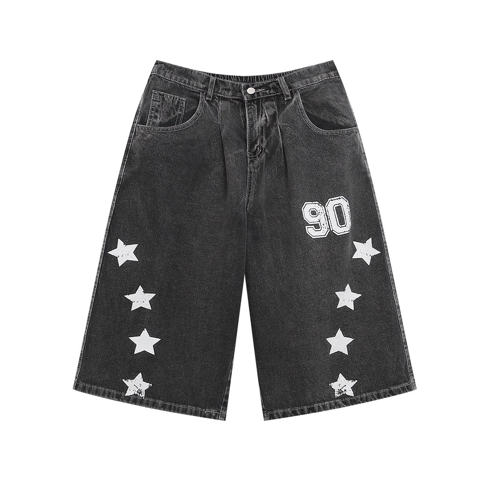 Vintage washed denim shorts