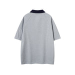 Contrast color lapel short sleeves