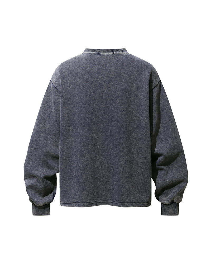 Retro distressed casual sweatshirt