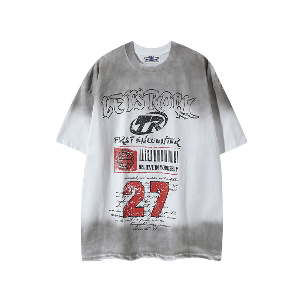 Retro inkjet motorcycle style short sleeves