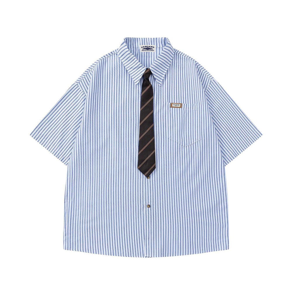 Striped shirt with vintage tie