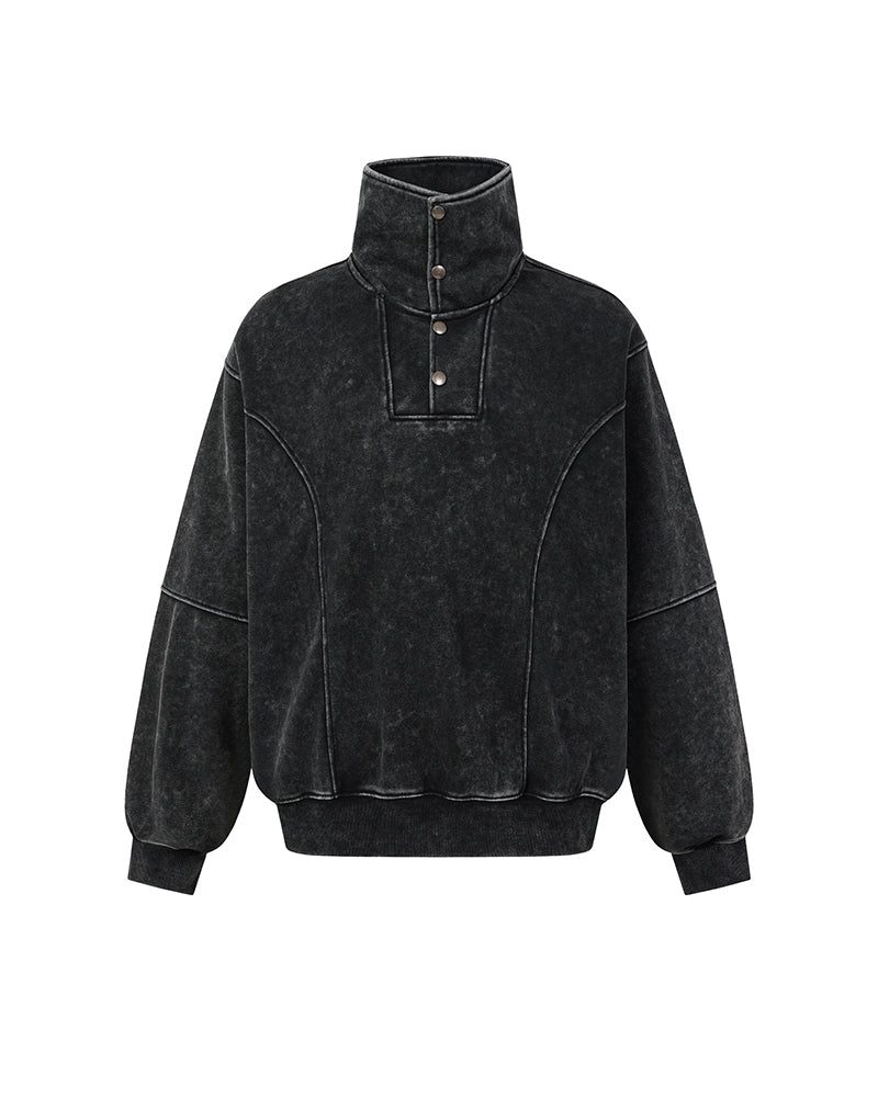Distressed collar sweatshirt