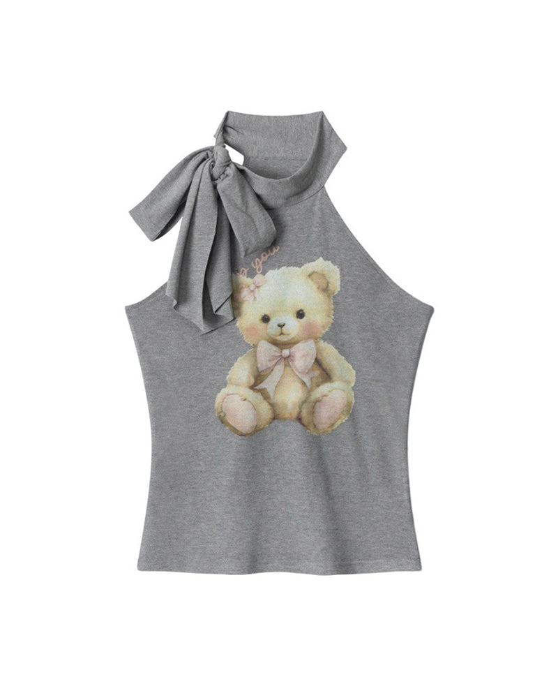 베어 홀터넥 민소매 탑