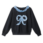 Lace-trimmed off-the-shoulder sweatshirt (women's)