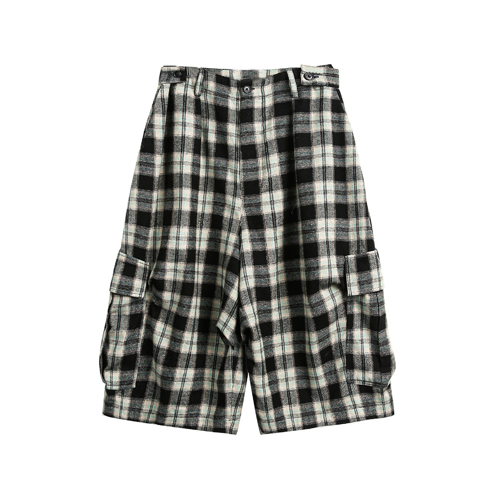 Retro simple plaid casual shorts