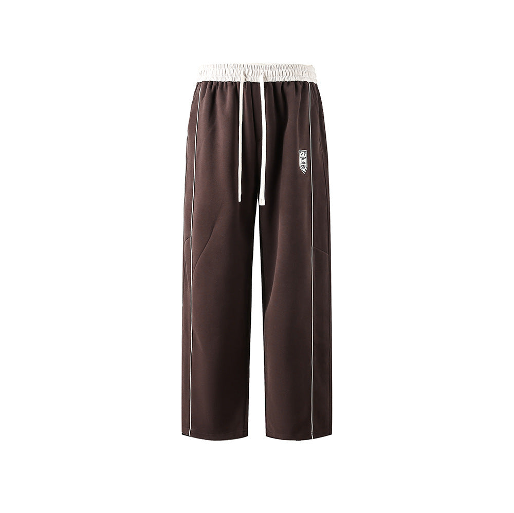 Retro sports casual straight pants