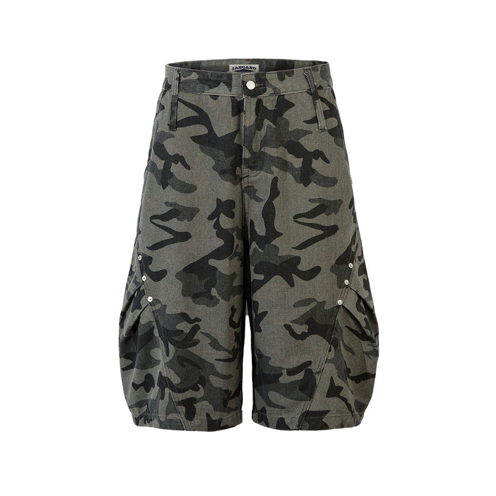 Vintage washed camouflage shorts