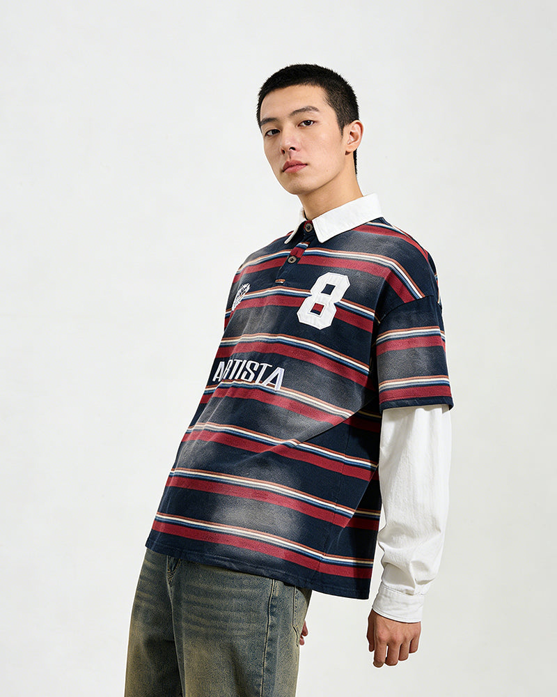 撞色假兩件長袖