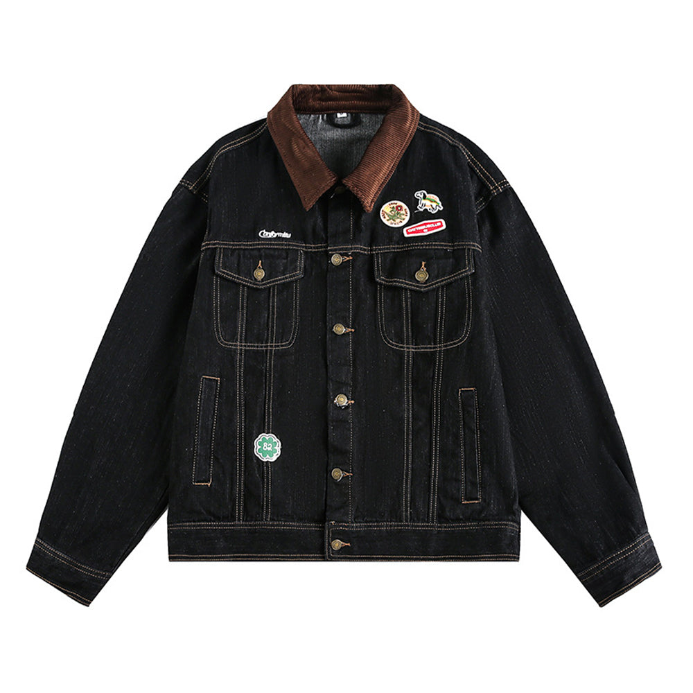 Denim jacket with multiple pockets