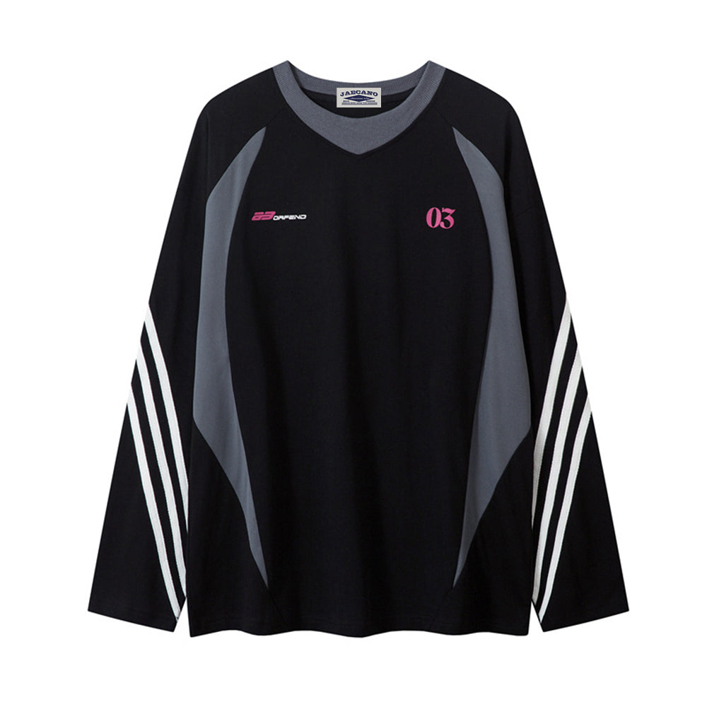 Retro striped sports style long sleeves