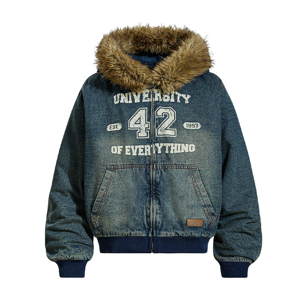 Distressed and thick denim jacket