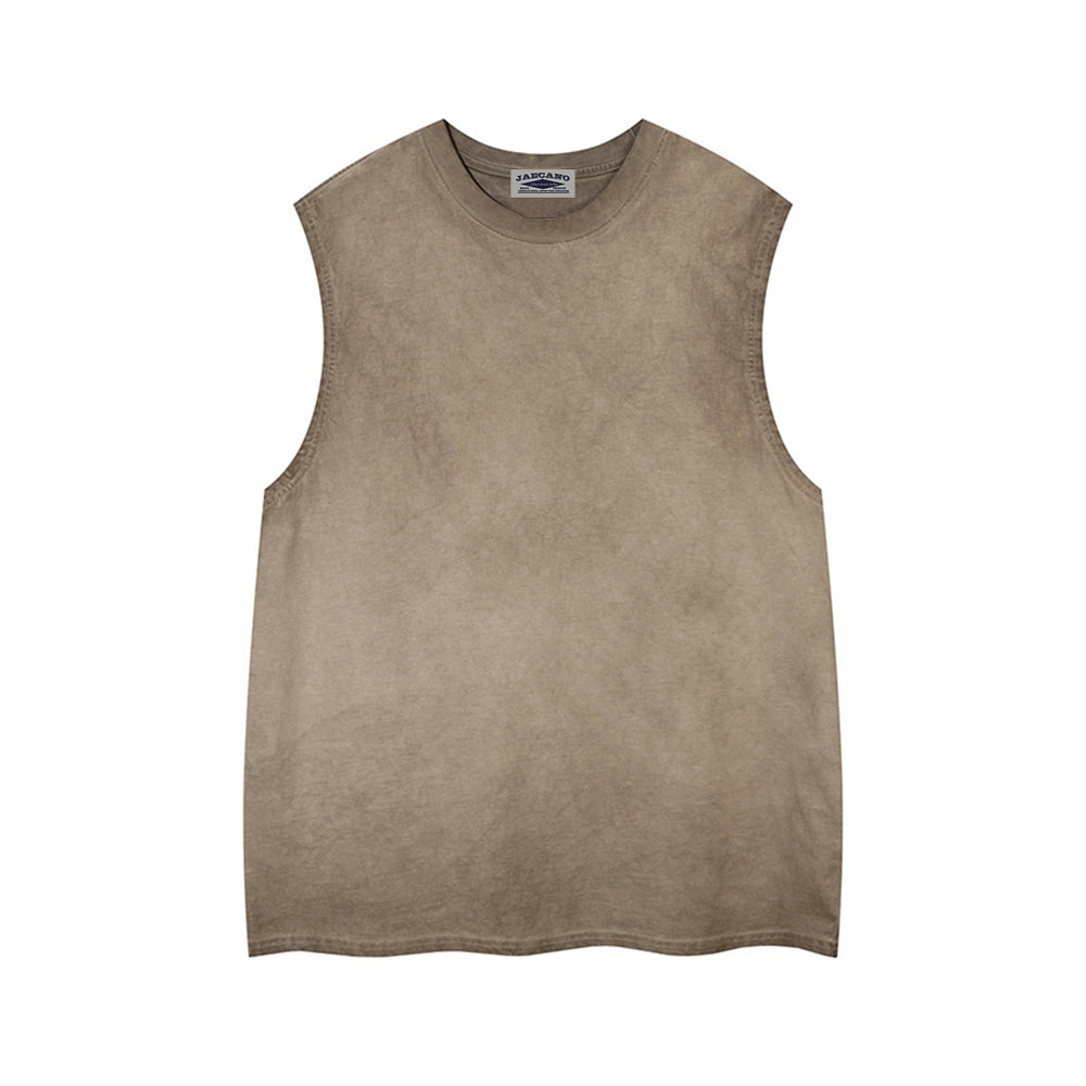 Washed solid color sleeveless vest