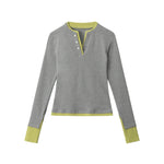 Faux two-piece slim-fit long-sleeved top (women's)