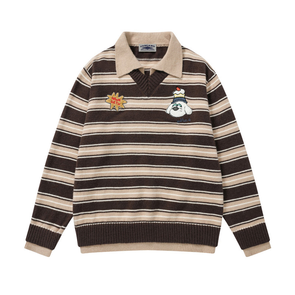 striped polo sweater