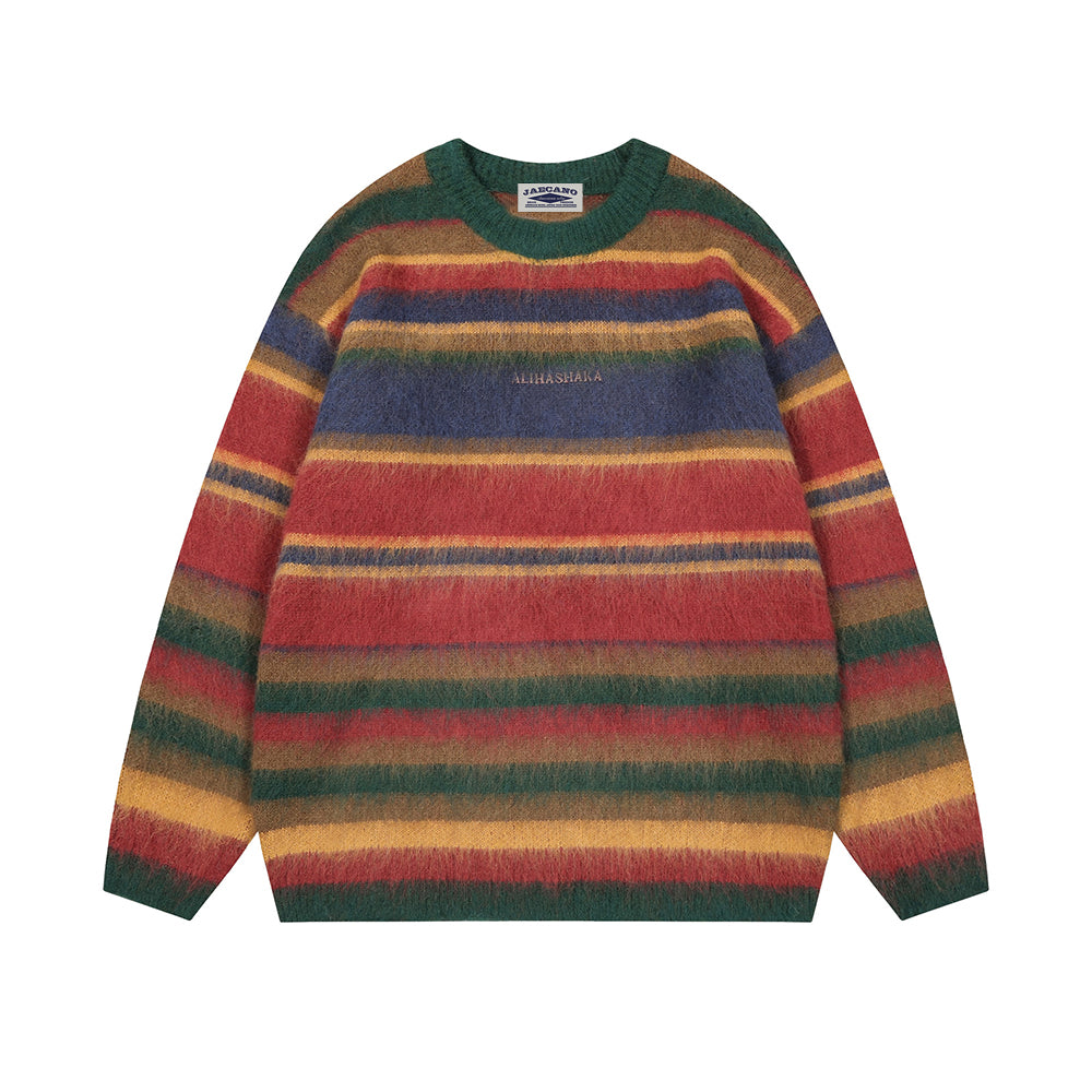 Retro simple loose crew neck sweater