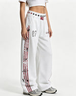 Distressed wide-leg casual pants