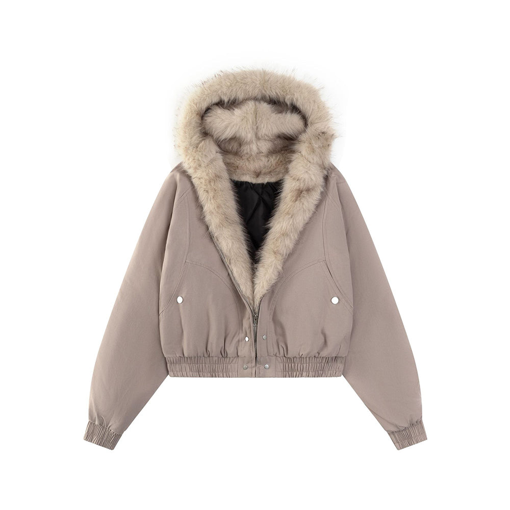 Retro thickened hooded cotton jacket