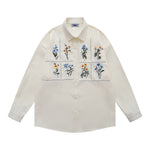 Floral embroidered long-sleeved shirt