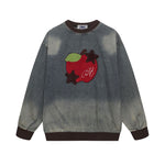 撞色蘋果刺綉衛衣