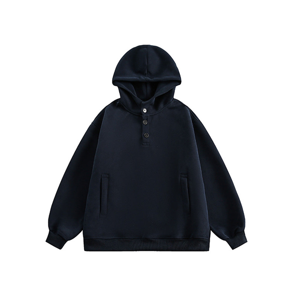 Button-down hooded sweatshirt