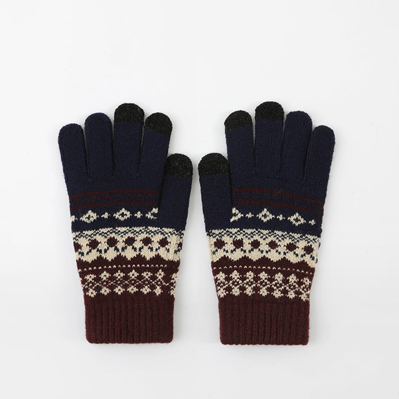 Retro Jacquard Warm Gloves