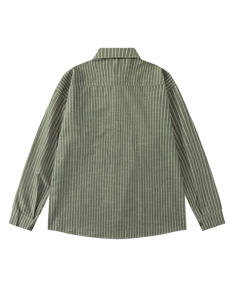 Vertical striped long-sleeved shirt