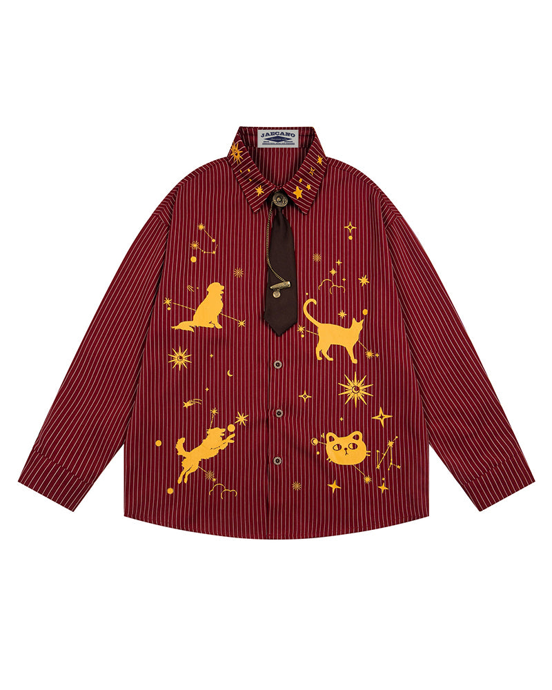 Starry Sky Cat and Dog Long-Sleeved Shirt