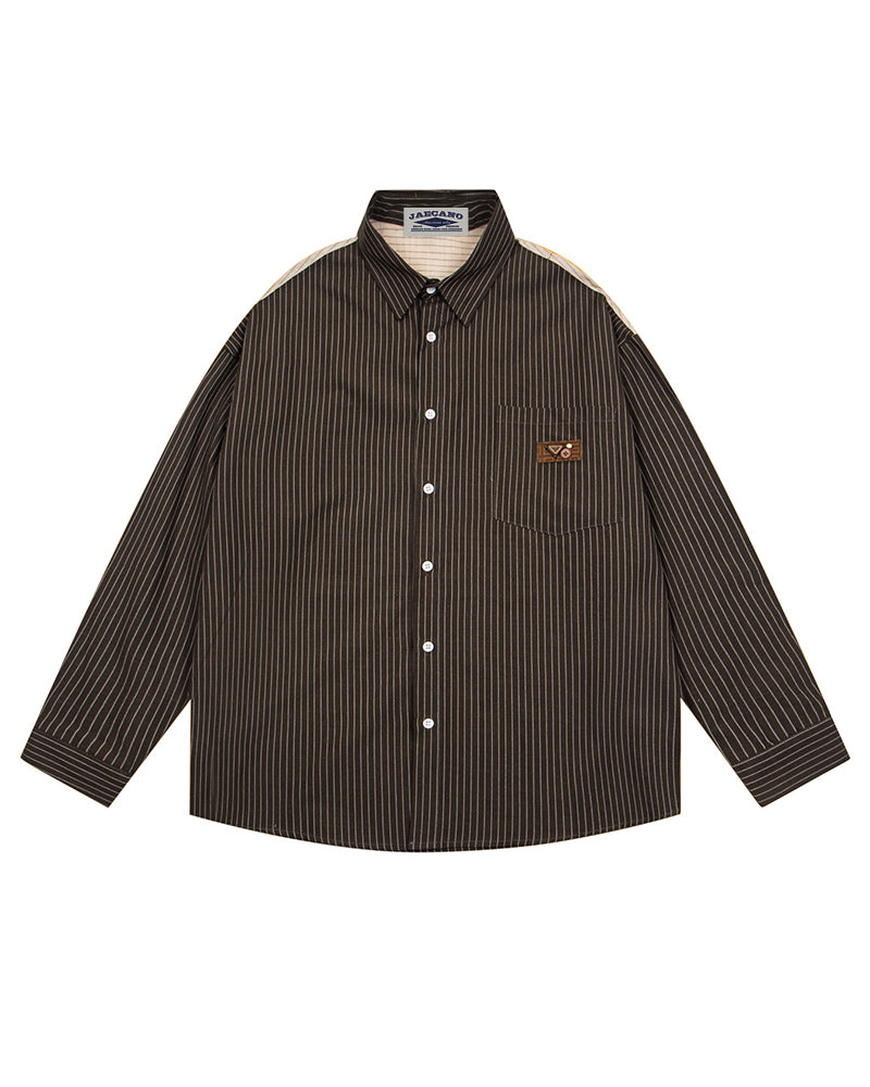 Color-blocked minimalist long-sleeved shirt