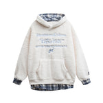 拼接字母刺綉連帽衛衣