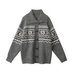Horn button loose knitted jacket