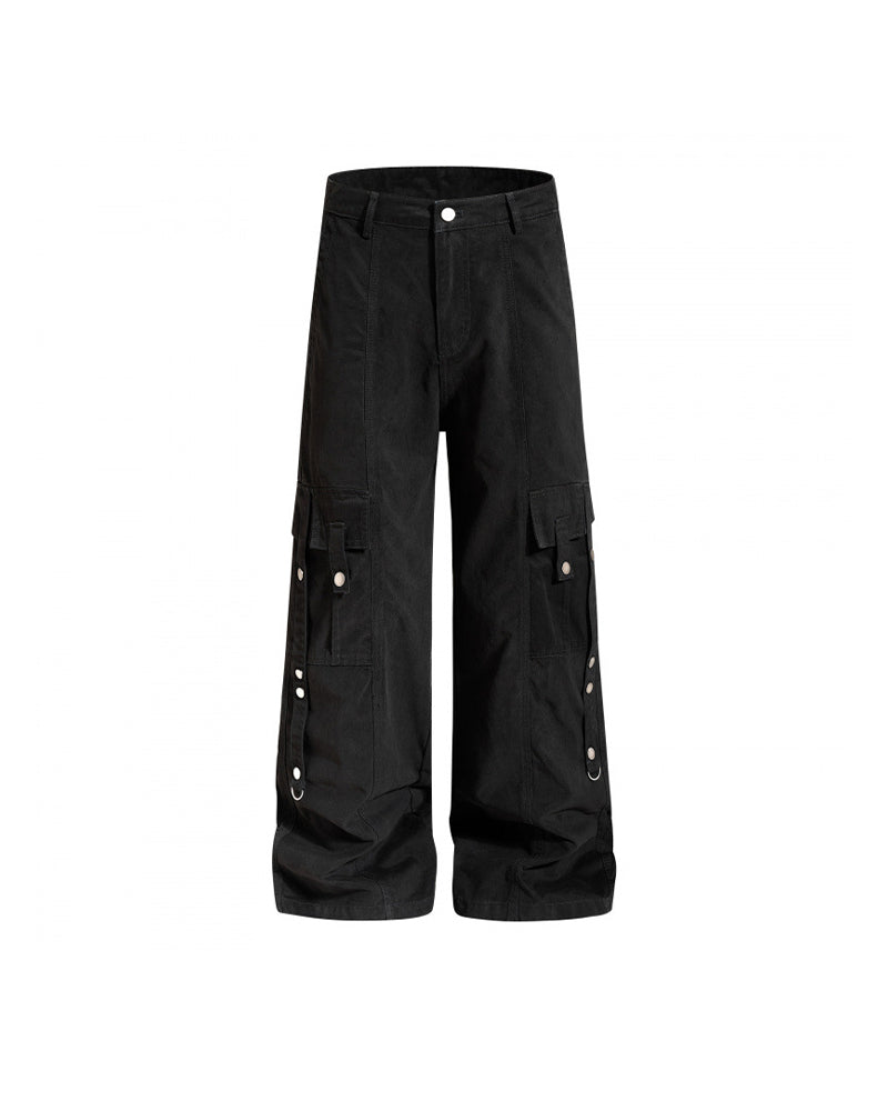 Retro multi-pocket casual pants