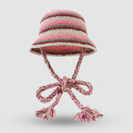 條紋針織拼色毛綫帽