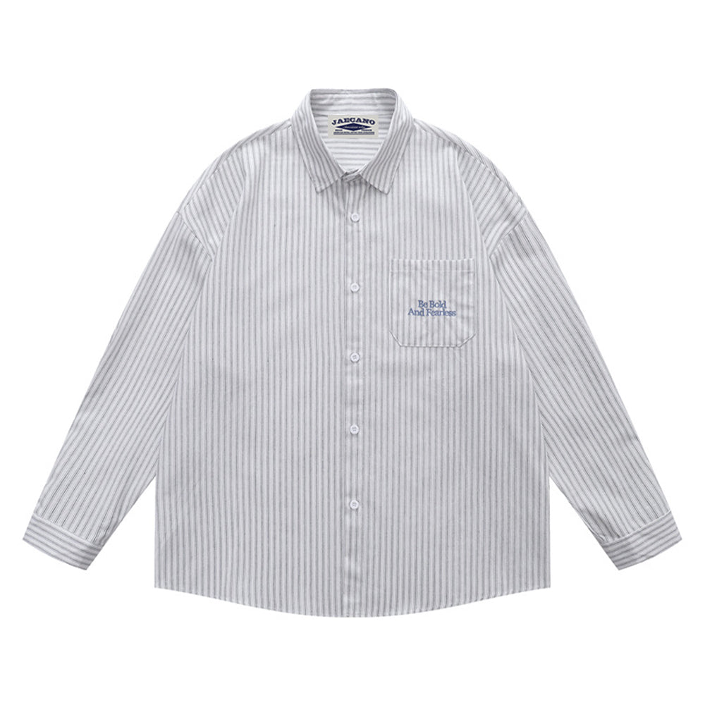 vintage letter embroidered striped shirt