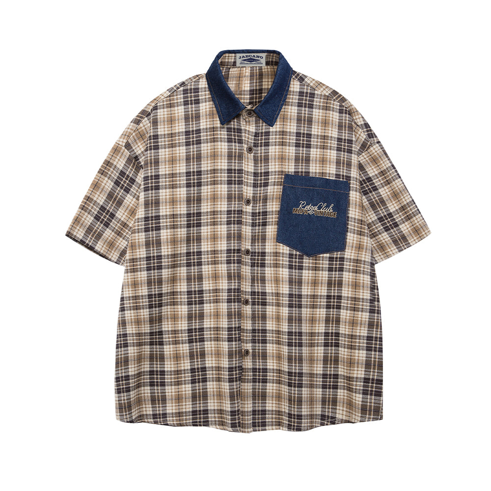 Simple plaid short-sleeved shirt