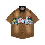 花卉貼布短袖襯衫