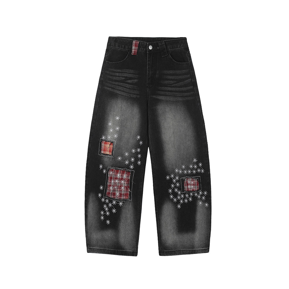 Vintage washed denim trousers