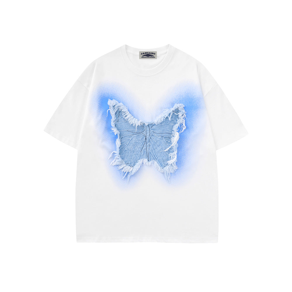 Butterfly raw edge patch short sleeves