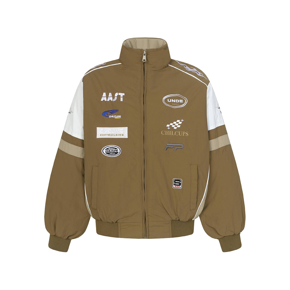 Patchwork racing suit jacket