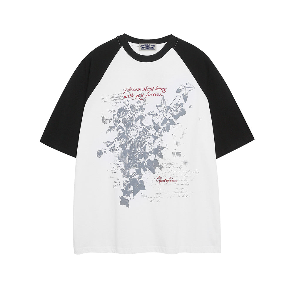 Contrast color floral short sleeves