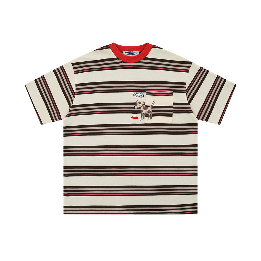 Cute puppy striped short sleeves