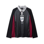 Retro sports contrast color long-sleeved jersey