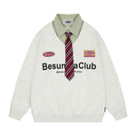 復古假兩件領帶衛衣