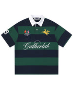 刺綉條紋polo短袖