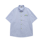 embroidered striped short-sleeved shirt