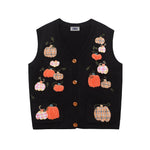 재밌는 작은 호박 자수 스웨터