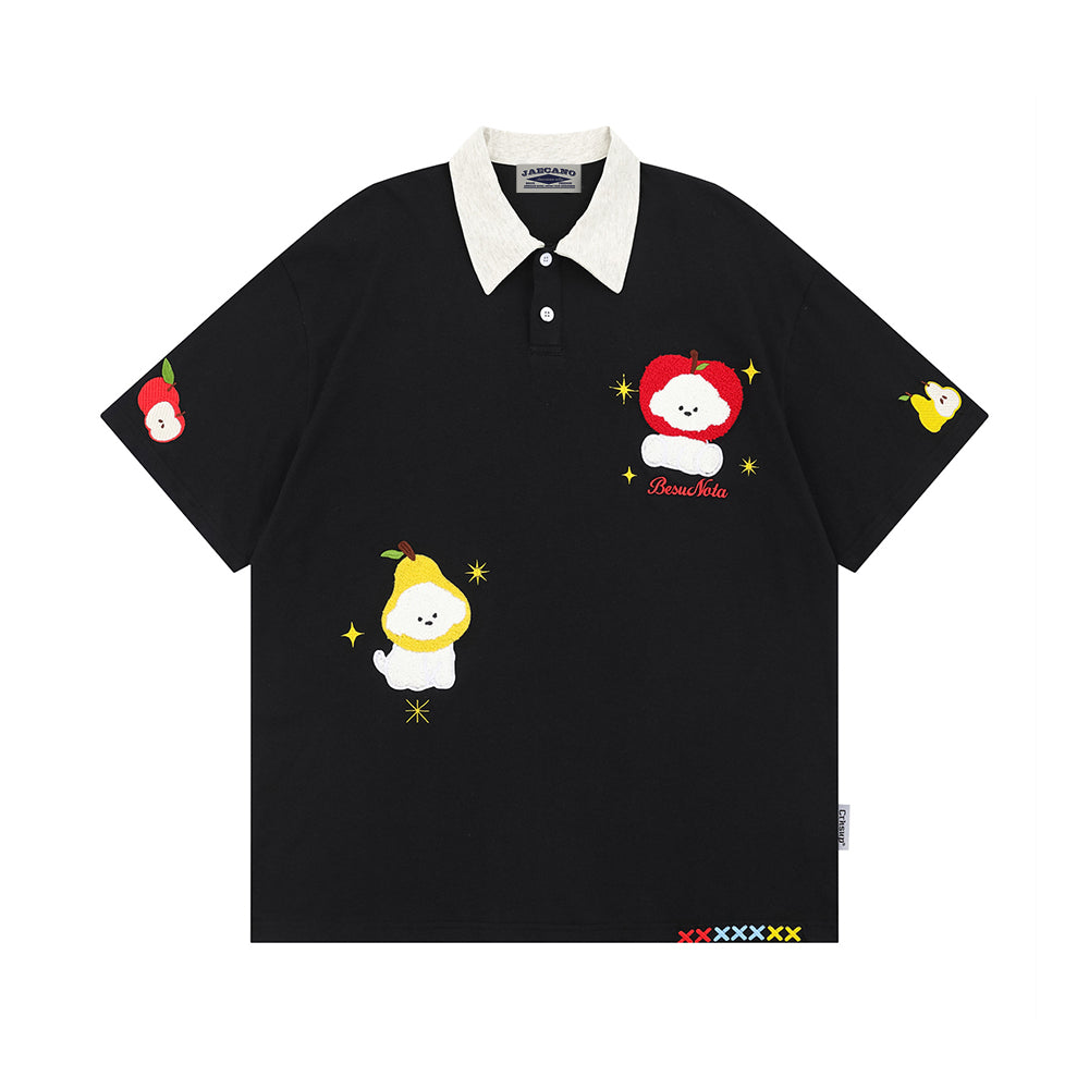 Retro polo collar short sleeves